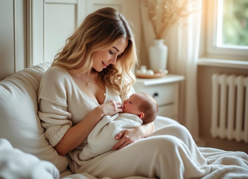 Mère allaitant tendrement son nourrisson, regard de connexion