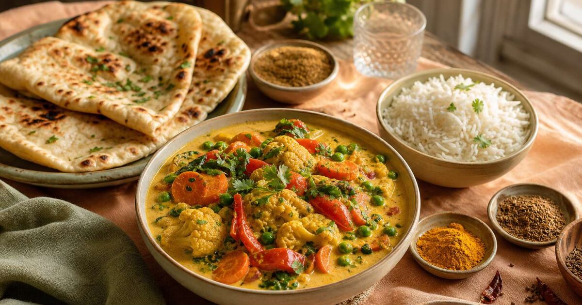 Délicieux curry aux légumes colorés et épices savoureuses