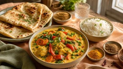 Délicieux curry aux légumes colorés et épices savoureuses