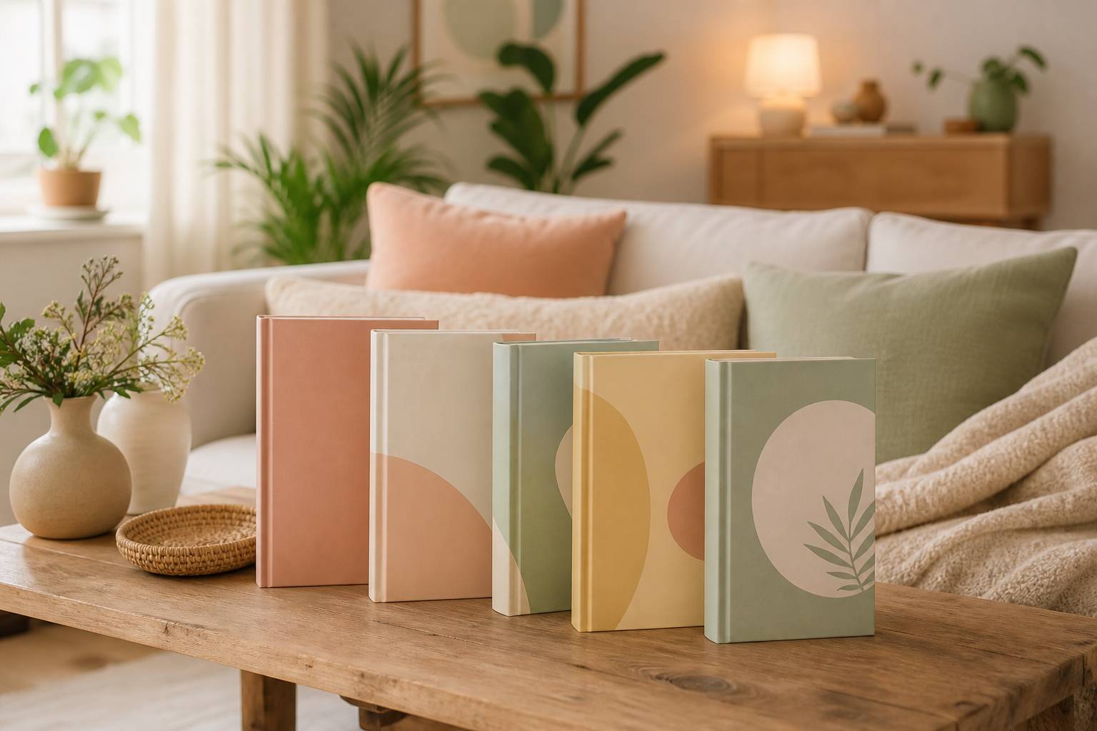 Livres futur papa poses sur table basse salon cosy ambiance douce parentale