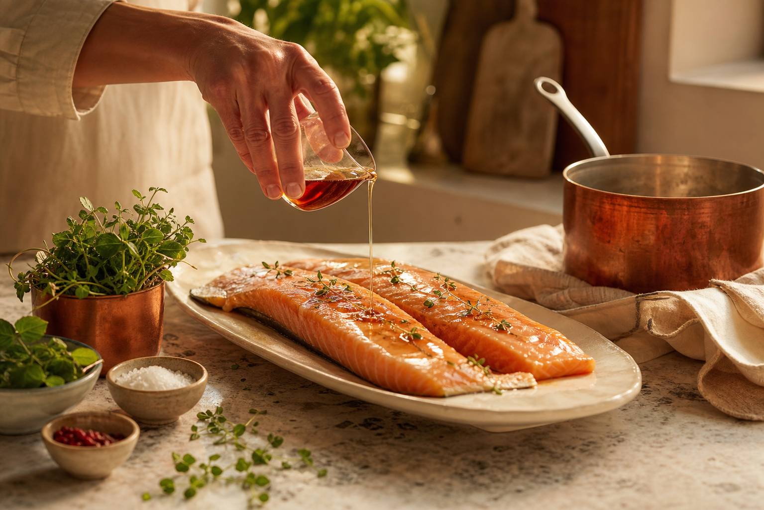 Preparation de truite saumonnee avec sirop d erable en cuisine