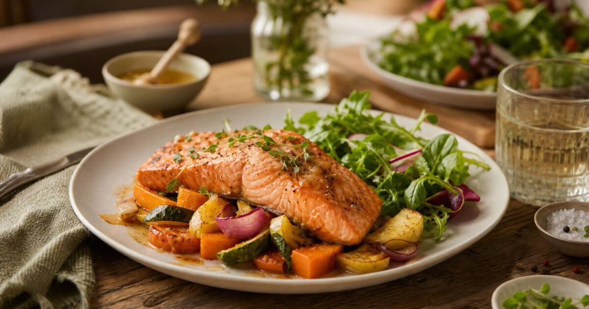 Truite saumonée nappée d&rsquo;un filet d&rsquo;érable délicieusement fondant