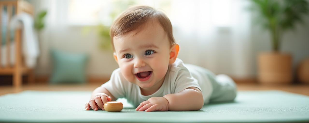 Bébé explorant un jouet, éveil sensoriel naturel